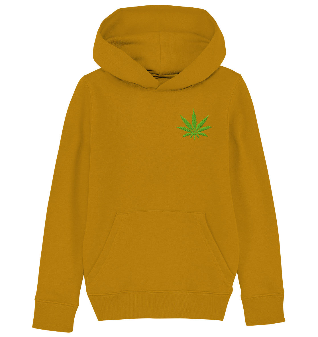 Canna Fashion - Cannabis Leaf green - Kids Organic Hoodie (Stick)