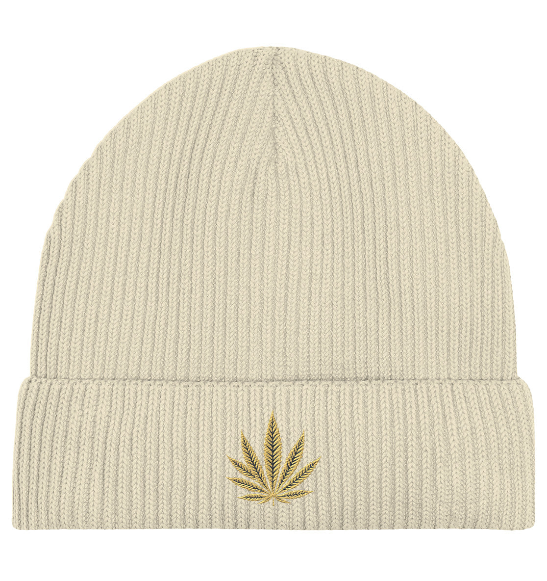 Canna Fashion - Cannabis Leaf beige/black - Organic Fisherman Beanie