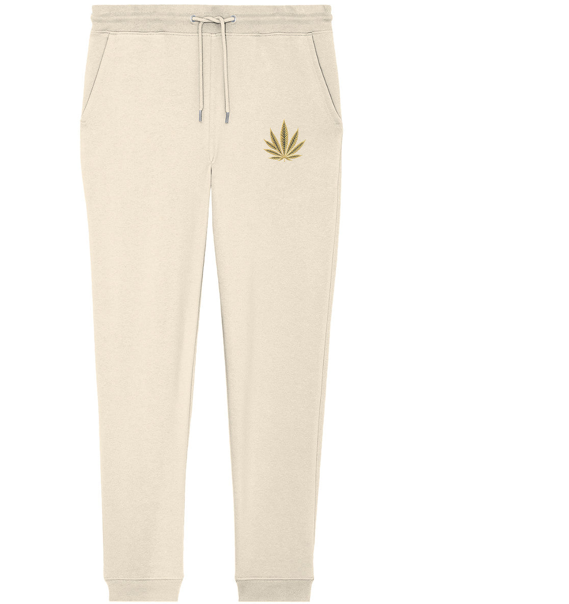 Canna Fashion - Cannabis Leaf beige/black - Organic Jogger Pants (Stick)
