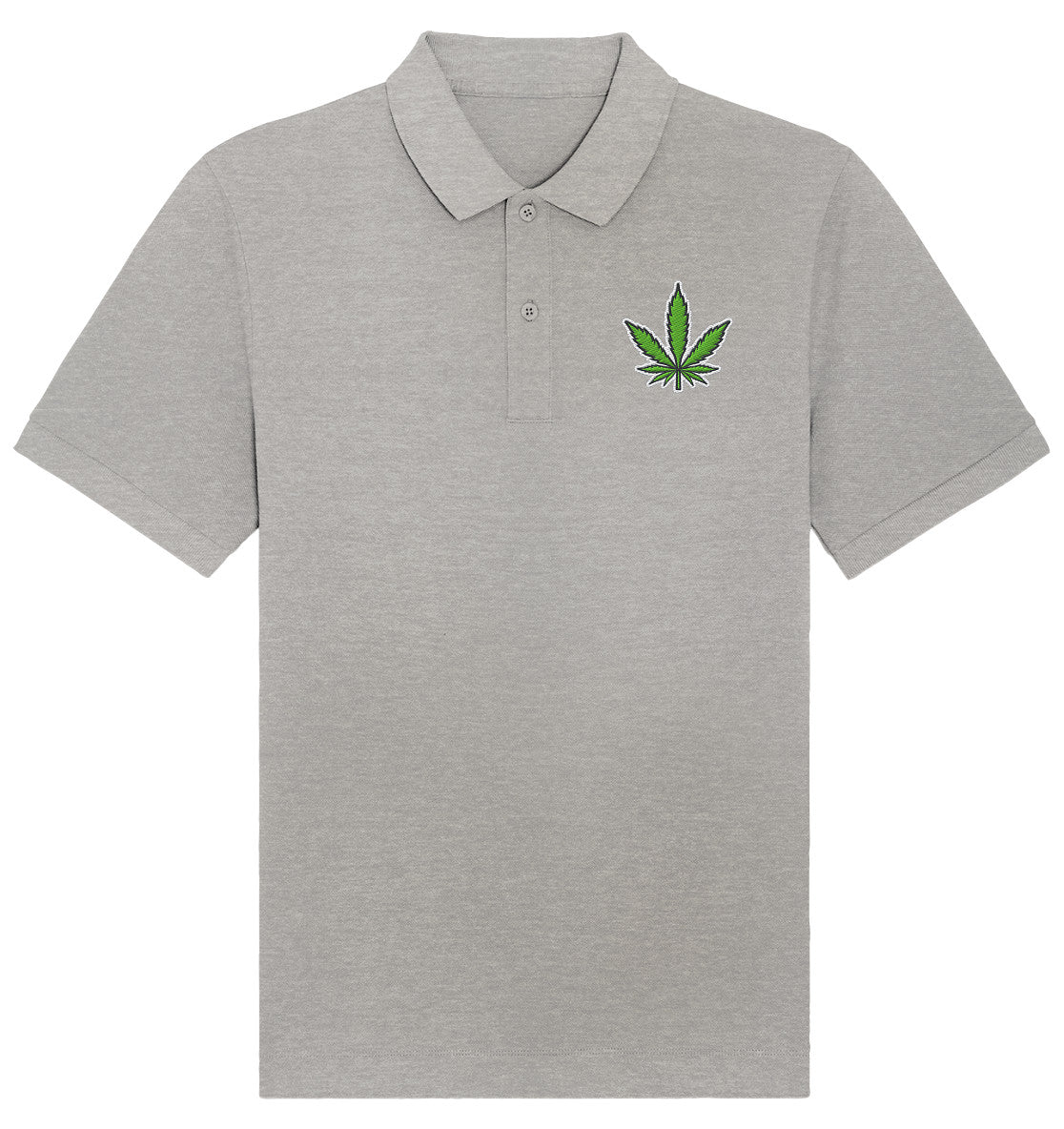 Canna Fashion - Cannabis Leaf green/white/black - Organic Poloshirt (Stick)