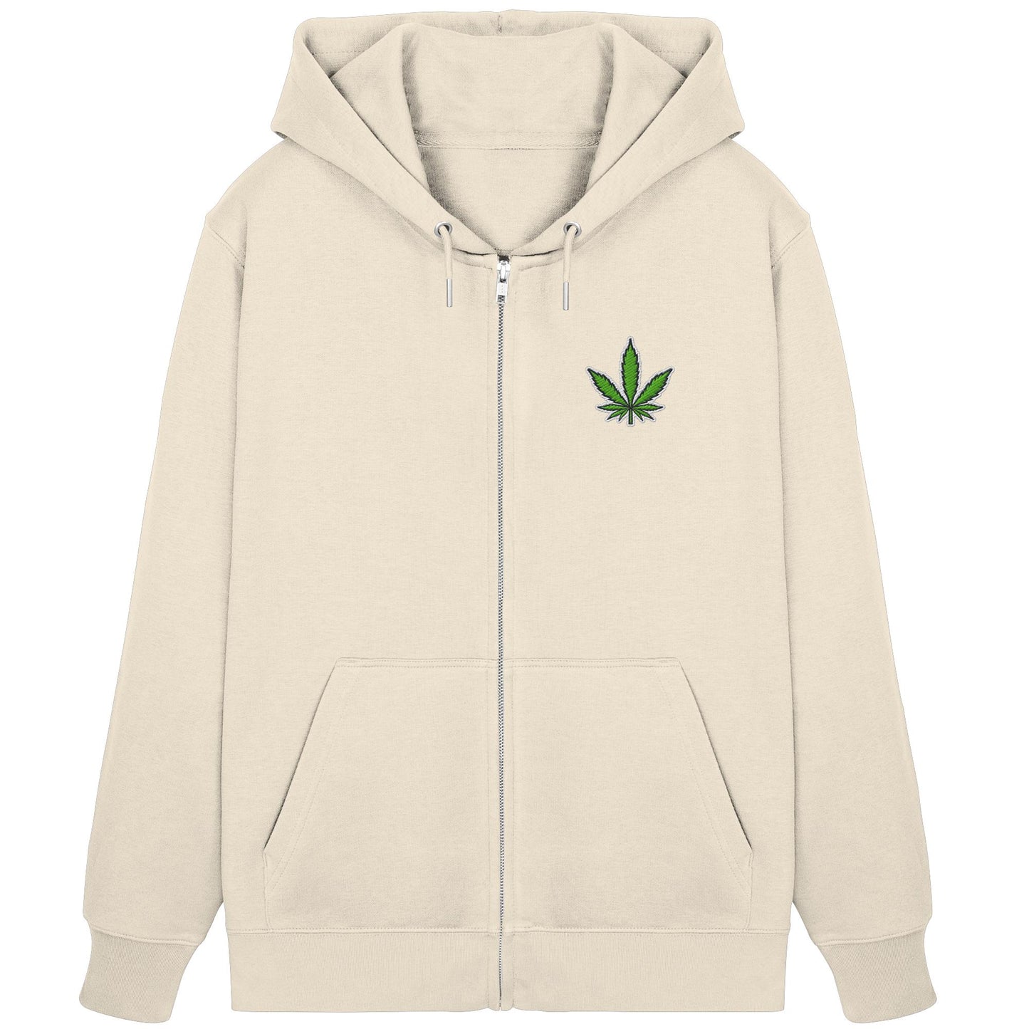 Canna Fashion - Cannabis Leaf green/white/black - Organic Zipper (Stick)