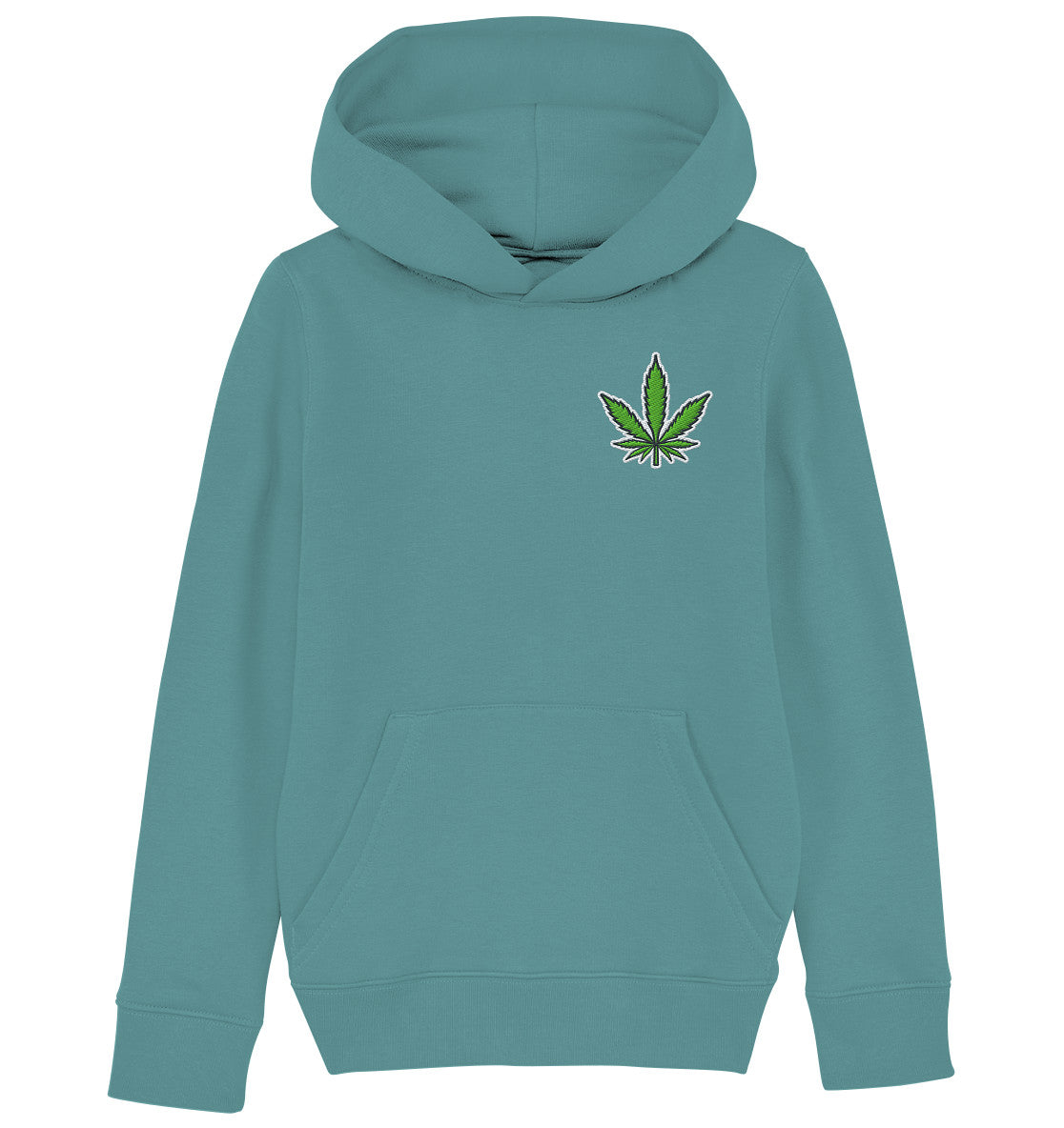 Canna Fashion - Cannabis Leaf green/white/black - Kids Organic Hoodie (Stick)