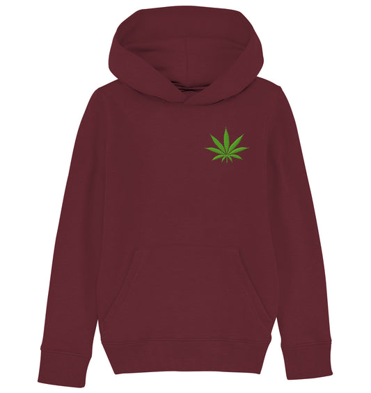 Canna Fashion - Cannabis Leaf green - Kids Organic Hoodie (Stick)