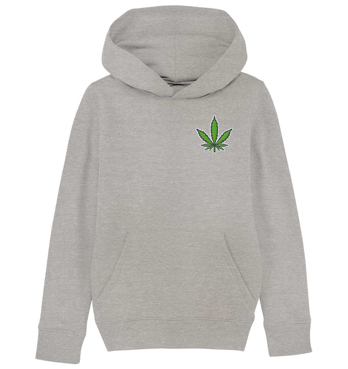 Canna Fashion - Cannabis Leaf green/white/black - Kids Organic Hoodie (Stick)