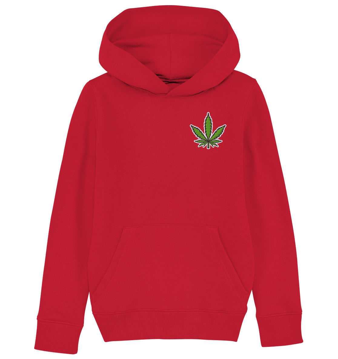 Canna Fashion - Cannabis Leaf green/white/black - Kids Organic Hoodie (Stick)