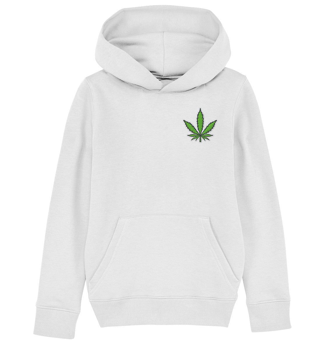 Canna Fashion - Cannabis Leaf green/white/black - Kids Organic Hoodie (Stick)