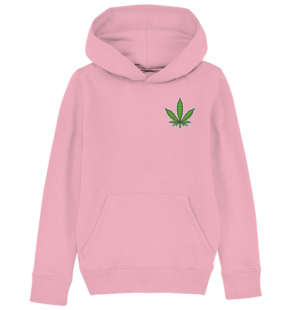 Canna Fashion - Cannabis Leaf green/white/black - Kids Organic Hoodie (Stick)