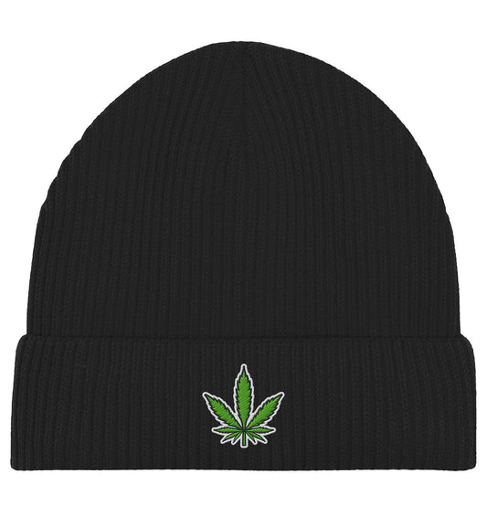 Canna Fashion - Cannabis Leaf green/white/black - Organic Fisherman Beanie