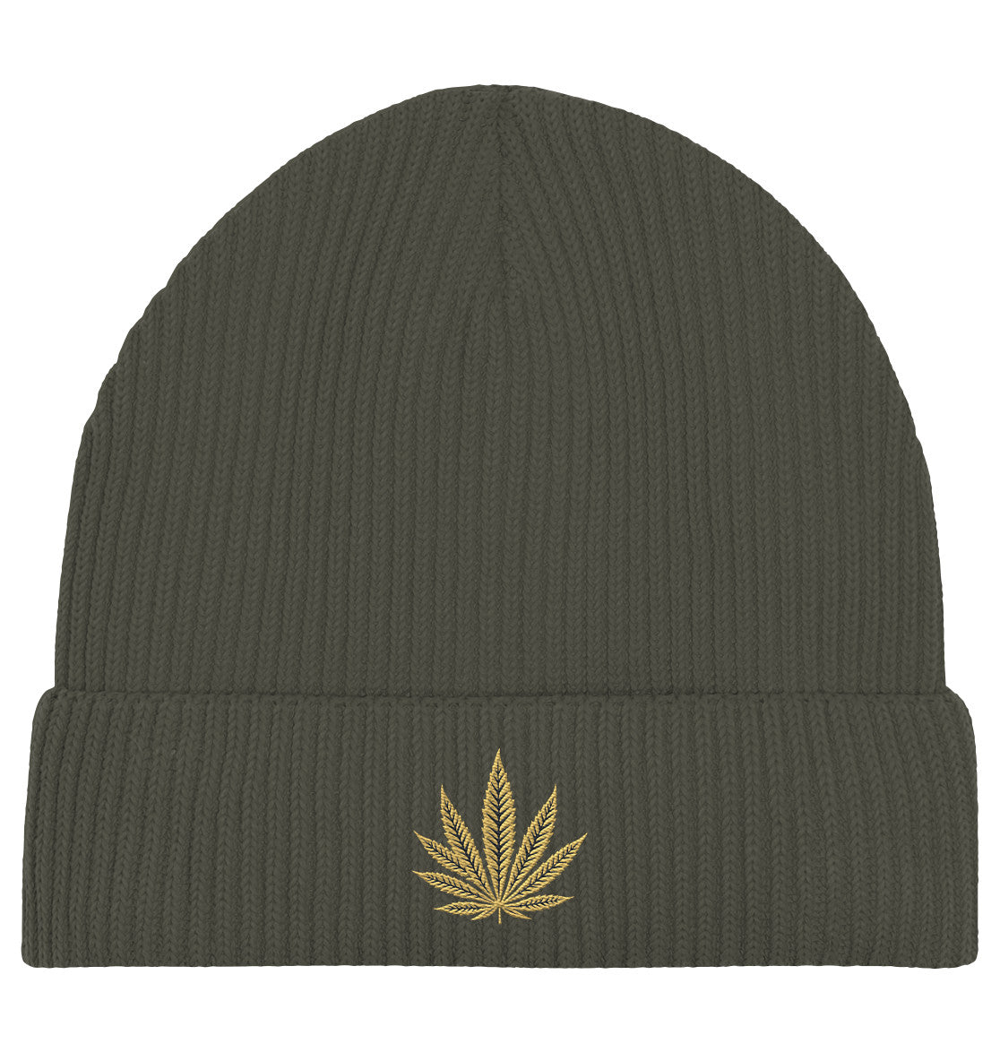 Canna Fashion - Cannabis Leaf beige/black - Organic Fisherman Beanie