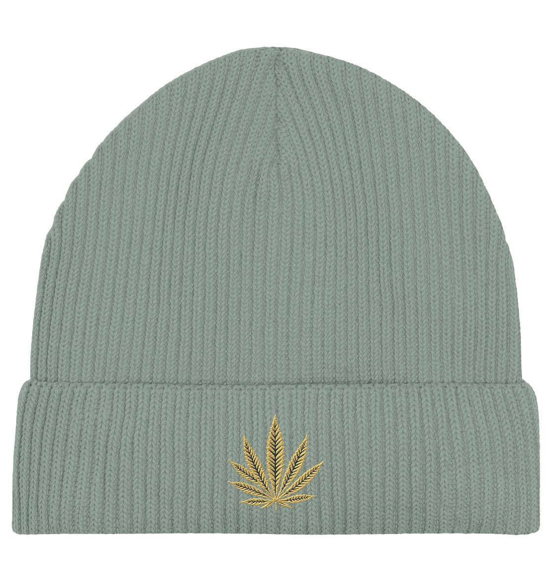 Canna Fashion - Cannabis Leaf beige/black - Organic Fisherman Beanie