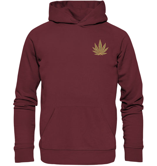 Canna Fashion - Cannabis Leaf beige/black - Organic Hoodie (Stick)