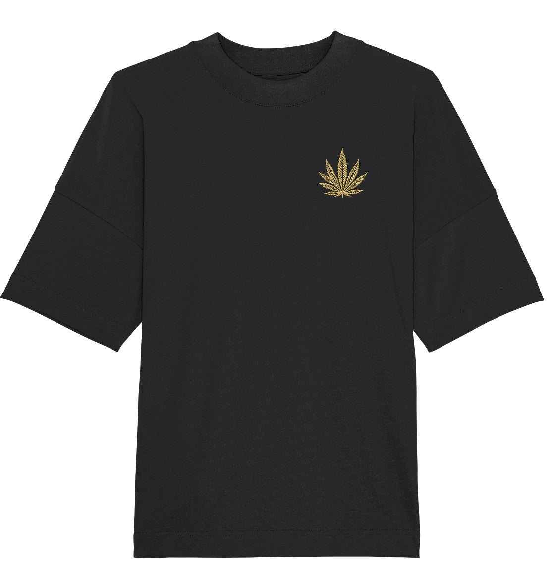 Canna Fashion - Cannabis Leaf beige/black - Organic Oversize Shirt (Stick)