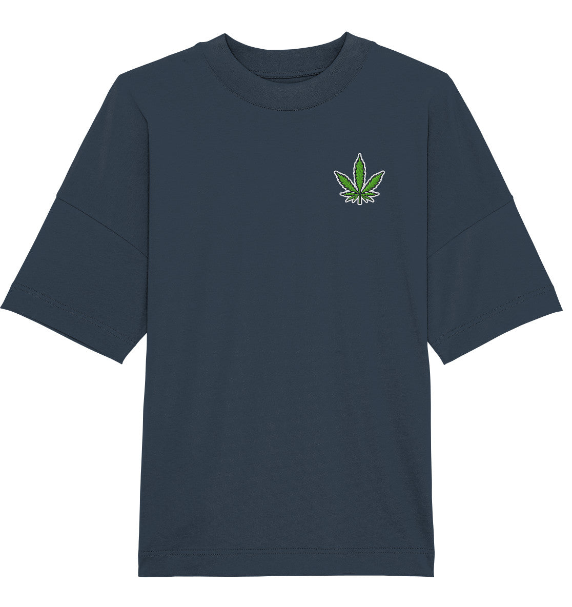 Canna Fashion - Cannabis Leaf green/white/black - Organic Oversize Shirt (Stick)