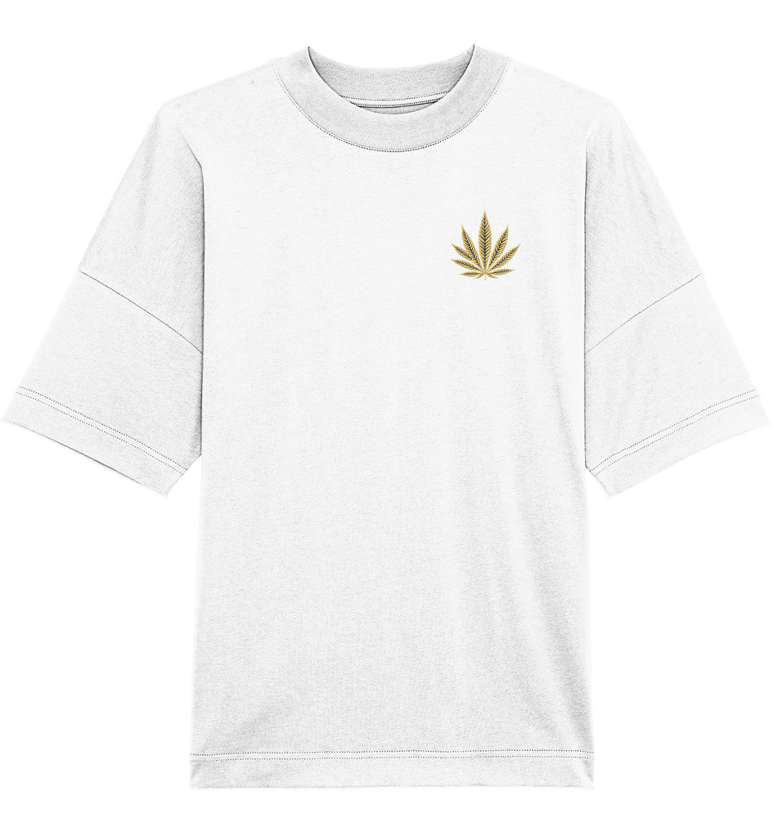 Canna Fashion - Cannabis Leaf beige/black - Organic Oversize Shirt (Stick)