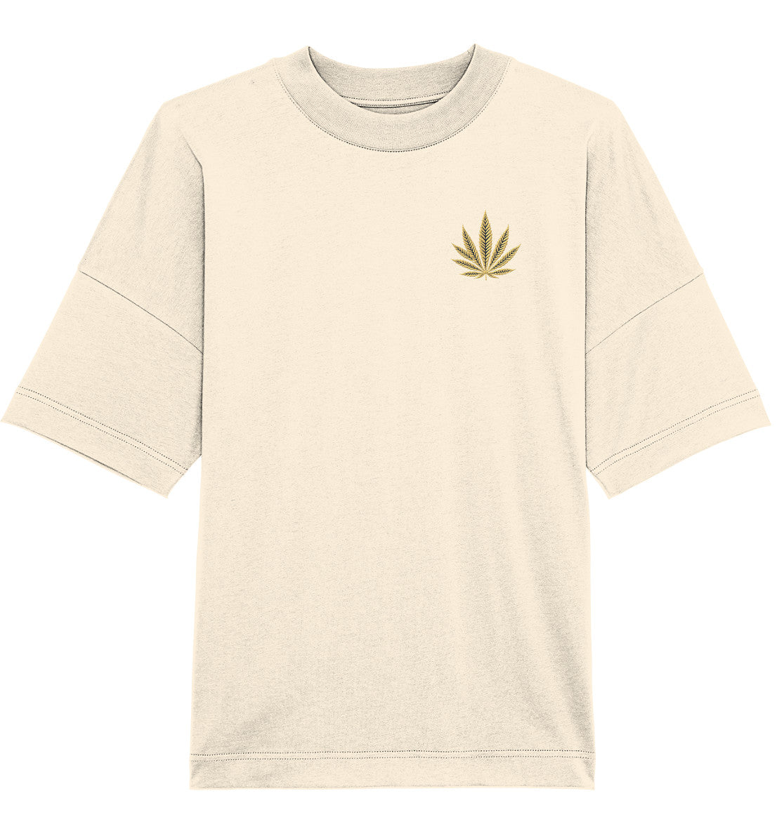 Canna Fashion - Cannabis Leaf beige/black - Organic Oversize Shirt (Stick)