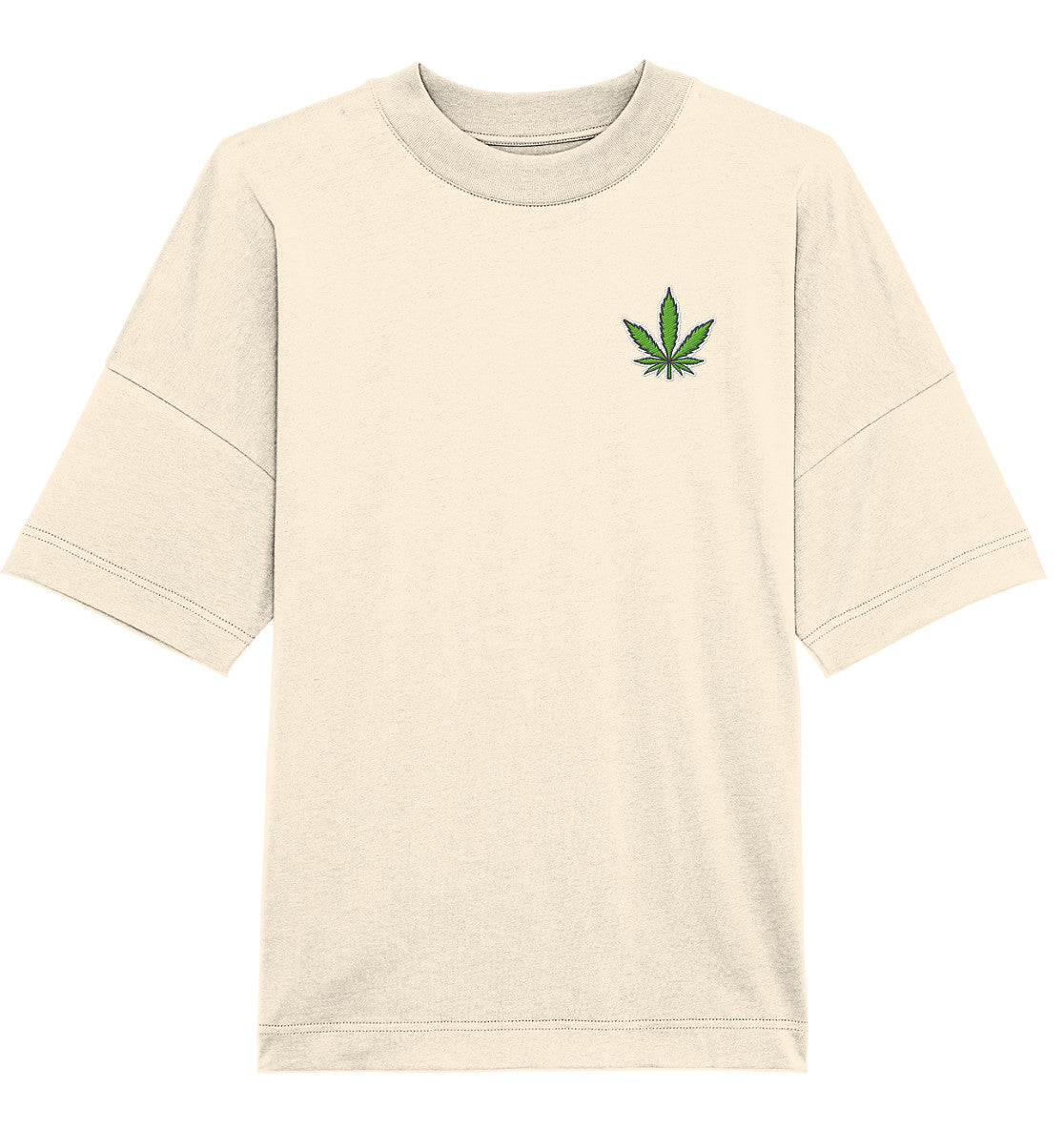 Canna Fashion - Cannabis Leaf green/white/black - Organic Oversize Shirt (Stick)