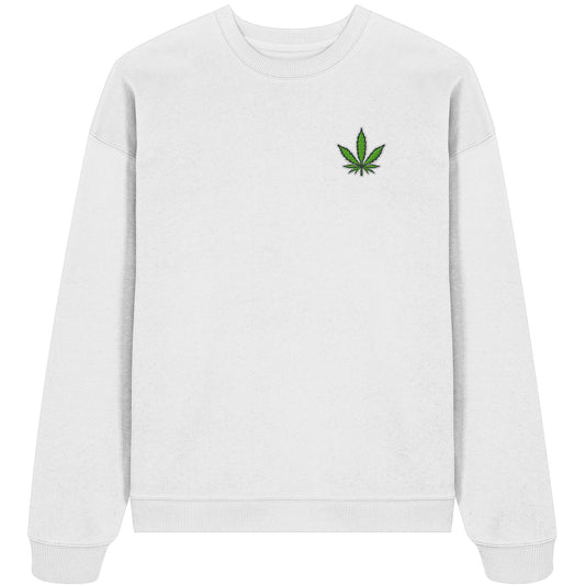 Canna Fashion - Cannabis Leaf green/white/black - Organic Oversize Sweatshirt (Stick)