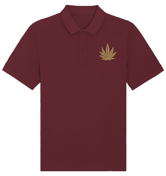 Canna Fashion - Cannabis Leaf beige/black - Organic Poloshirt (Stick)