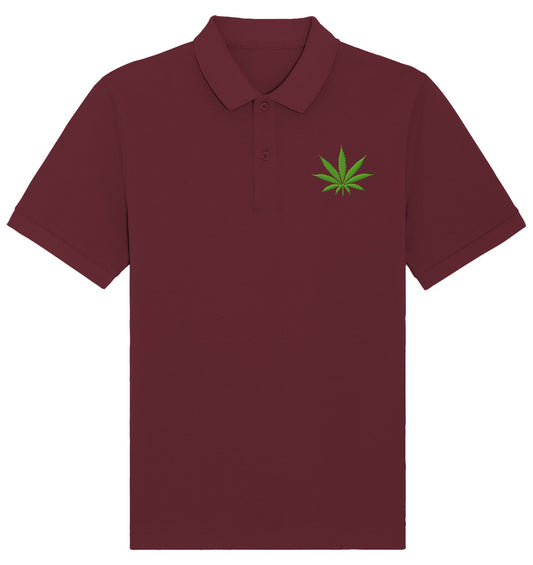 Canna Fashion - Cannabis Leaf green - Organic Poloshirt (Stick)