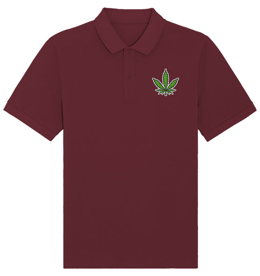 Canna Fashion - Cannabis Leaf green/white/black - Organic Poloshirt (Stick)