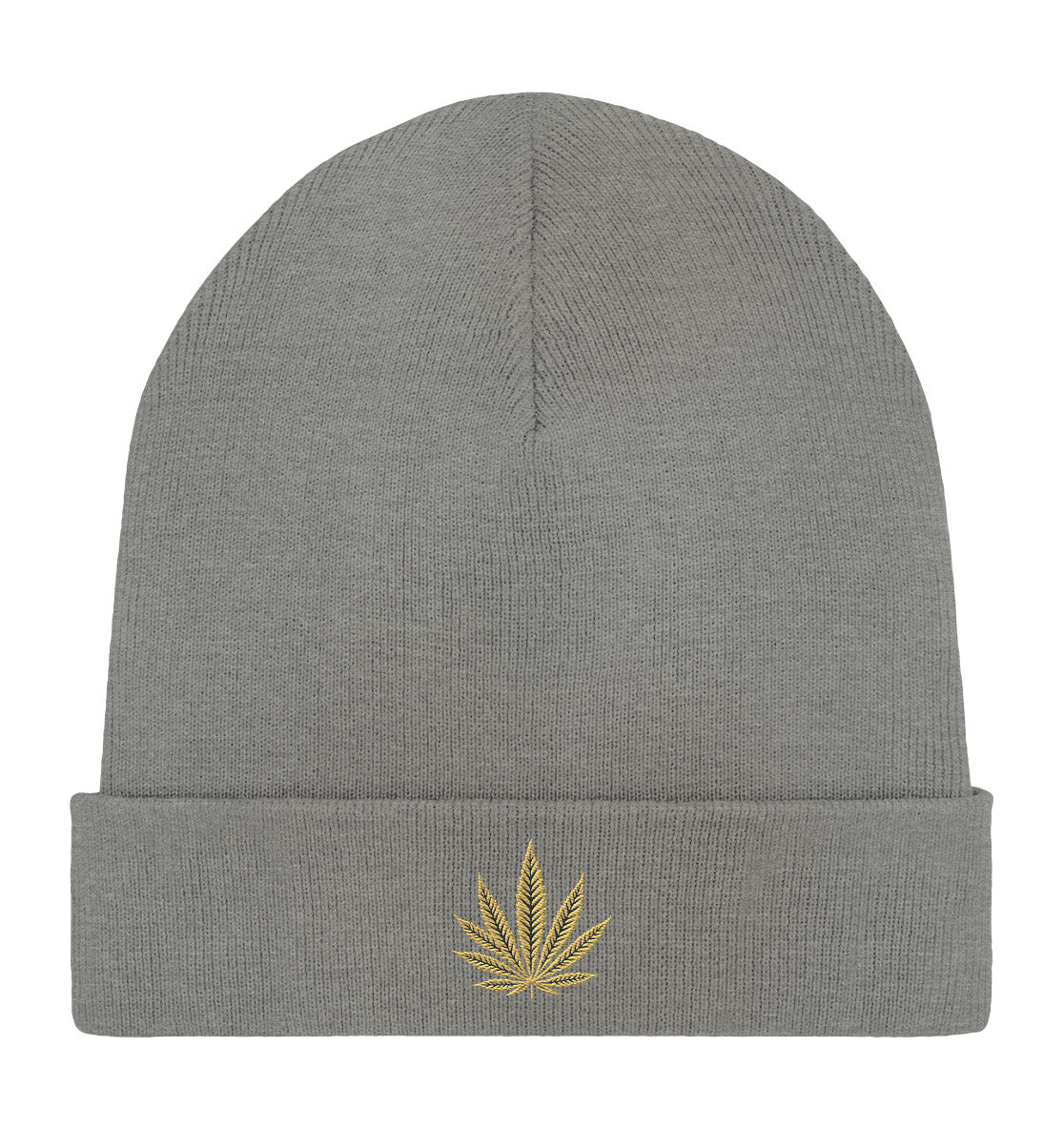 Canna Fashion - Cannabis Leaf beige/black - Organic Rib Beanie