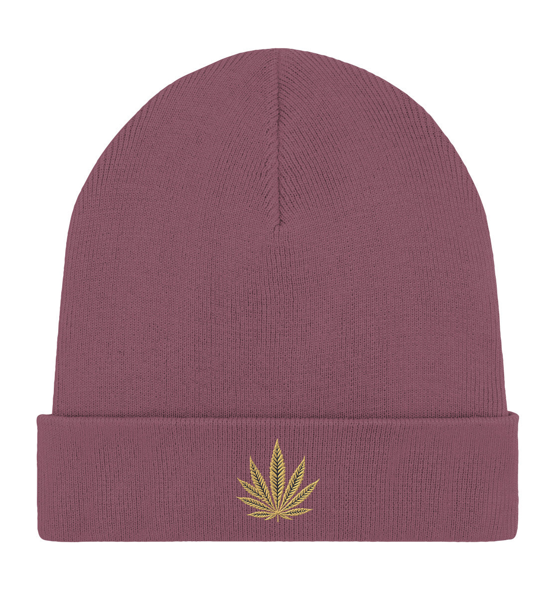 Canna Fashion - Cannabis Leaf beige/black - Organic Rib Beanie