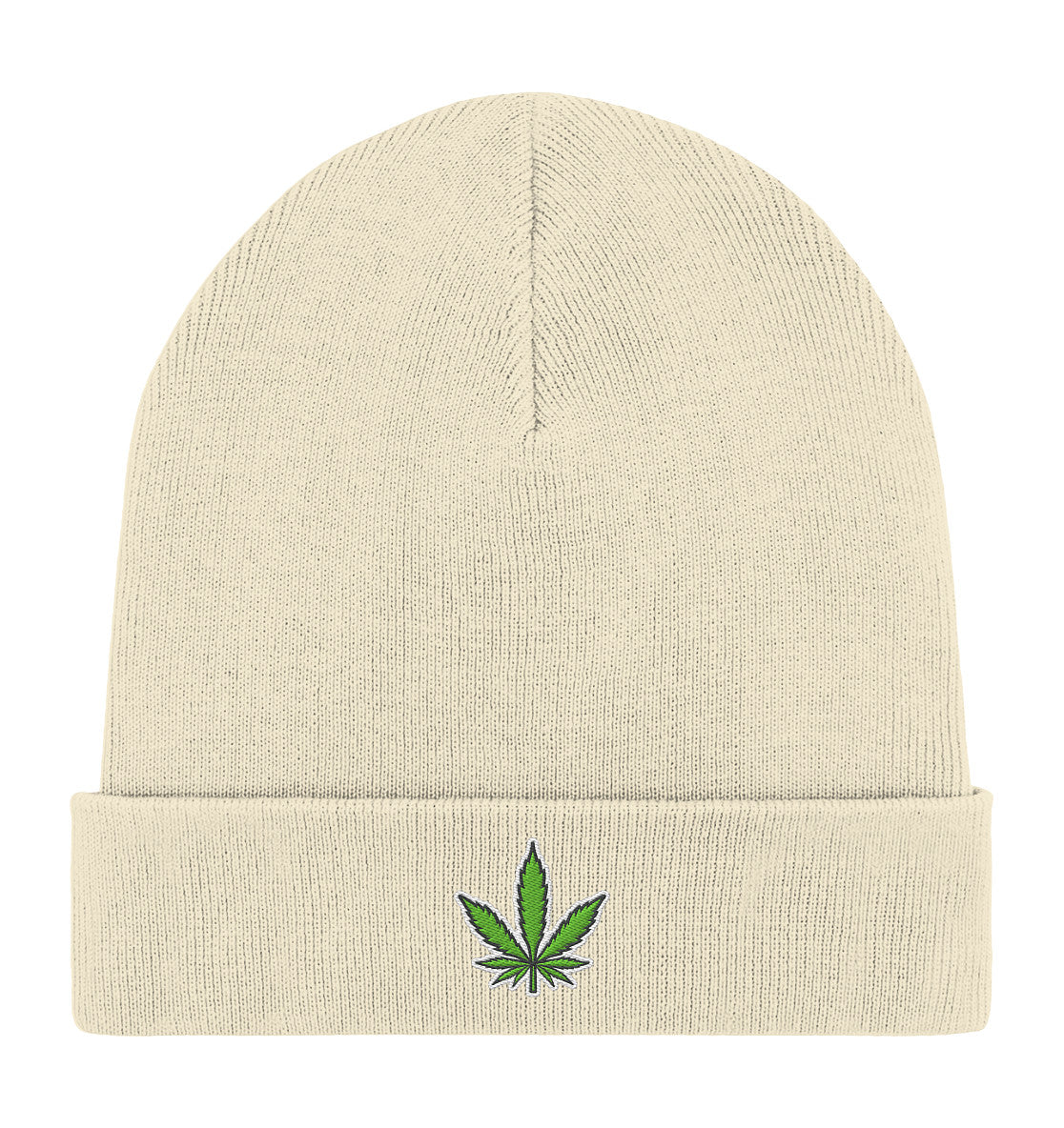 Canna Fashion - Cannabis Leaf green/white/black - Organic Rib Beanie