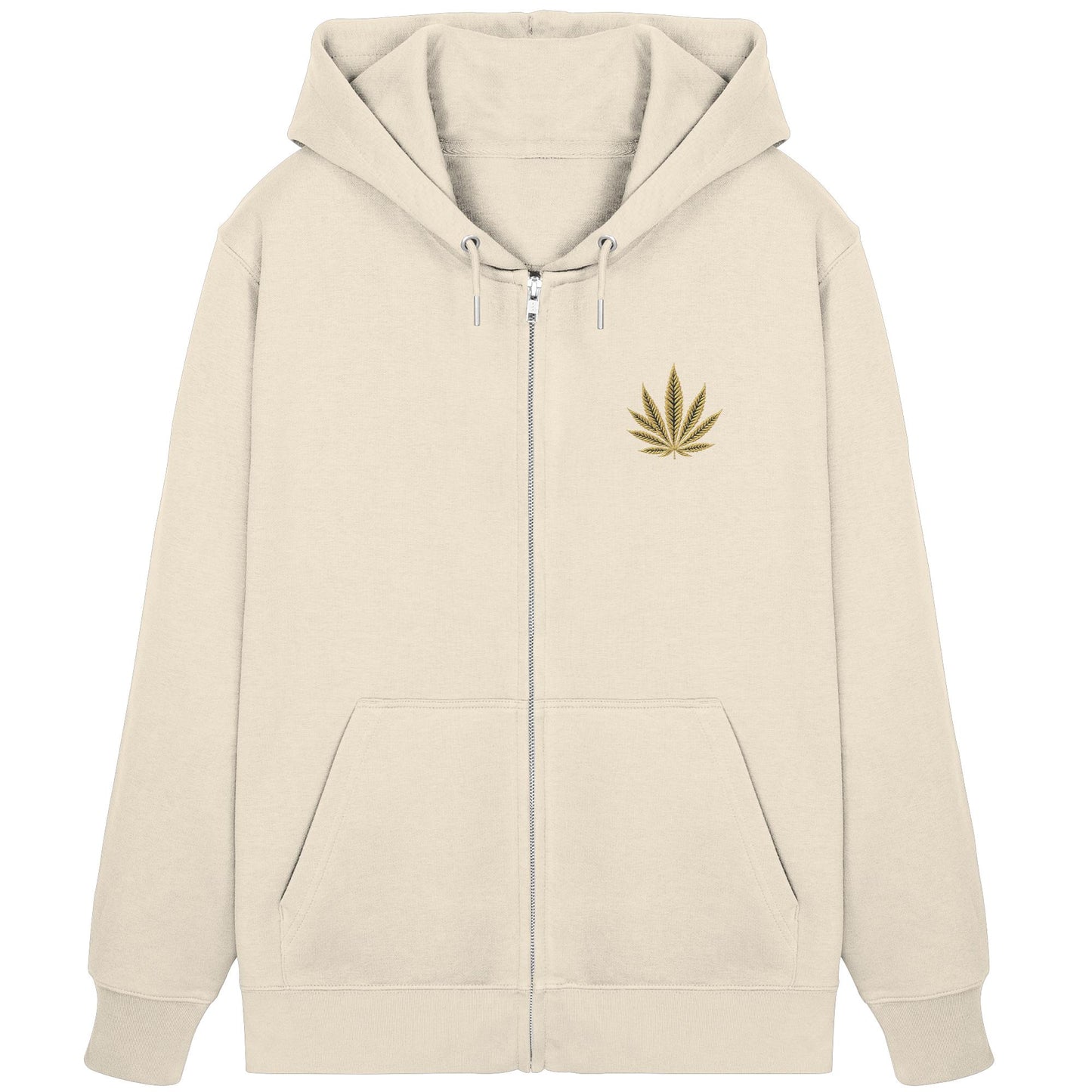 Canna Fashion - Cannabis Leaf beige/black - Organic Zipper (Stick)